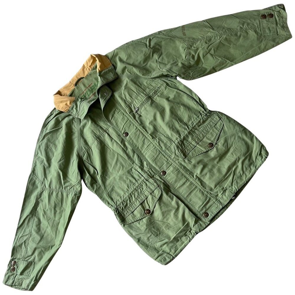 Story (Finland) Plain Weave Cotton Blend Mesh Lined Field Jacket Green : XL